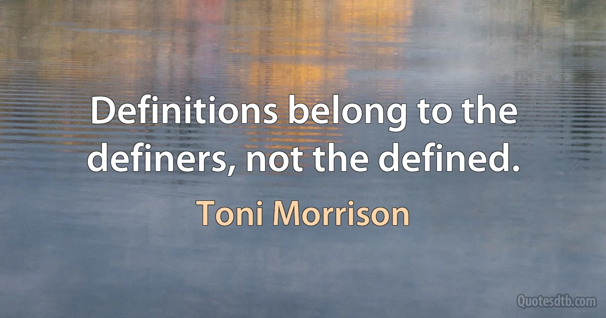 Definitions belong to the definers, not the defined. (Toni Morrison)