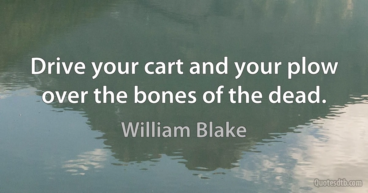 Drive your cart and your plow over the bones of the dead. (William Blake)