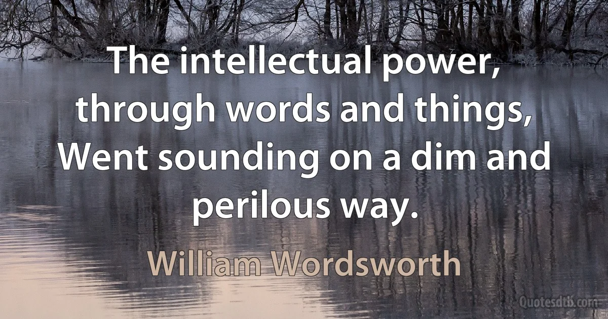 The intellectual power, through words and things, Went sounding on a dim and perilous way. (William Wordsworth)