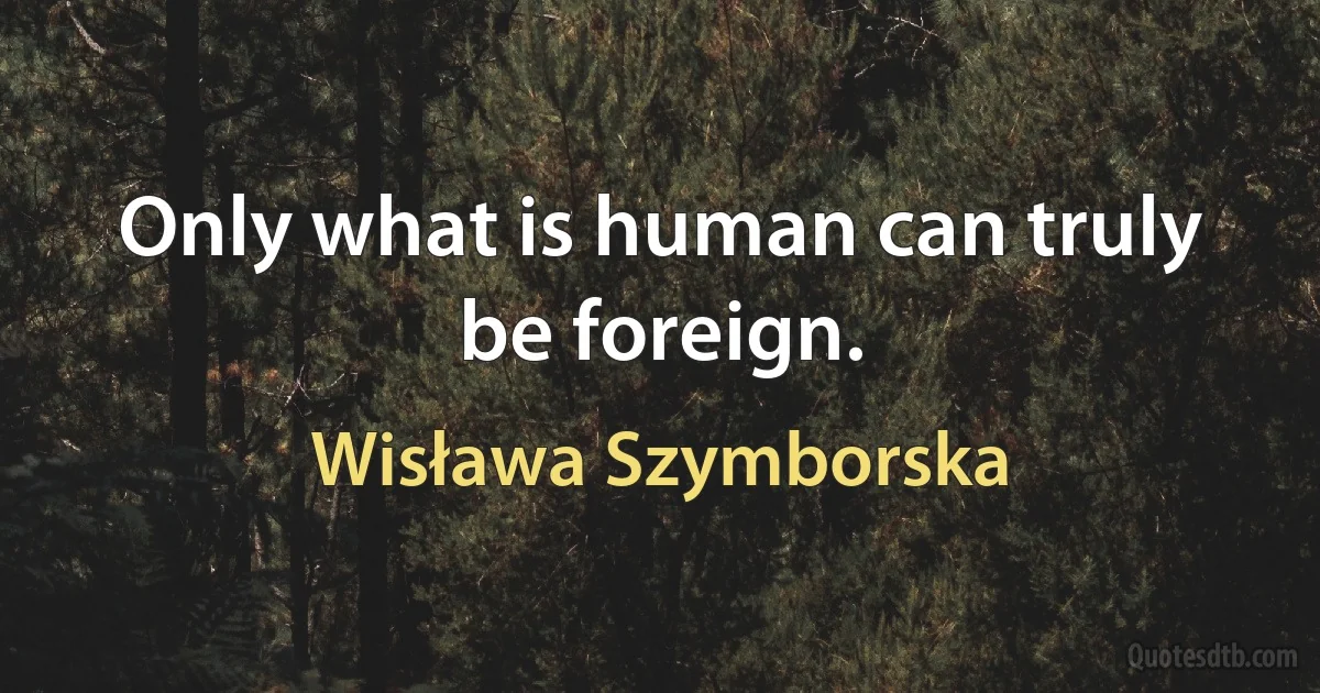 Only what is human can truly be foreign. (Wisława Szymborska)