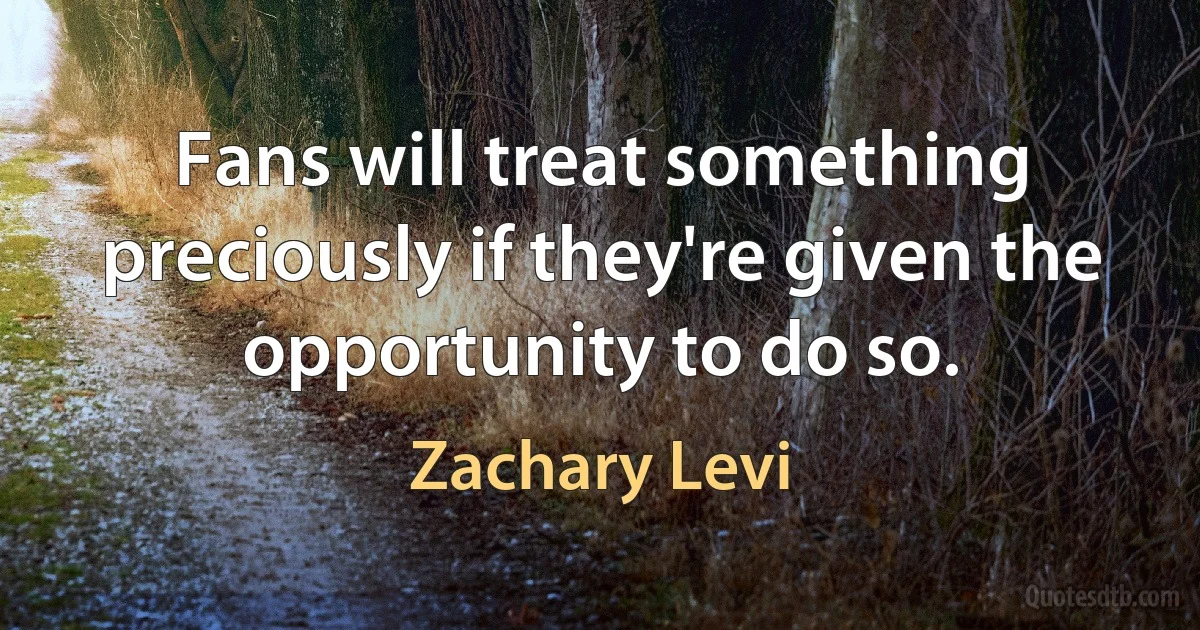 Fans will treat something preciously if they're given the opportunity to do so. (Zachary Levi)