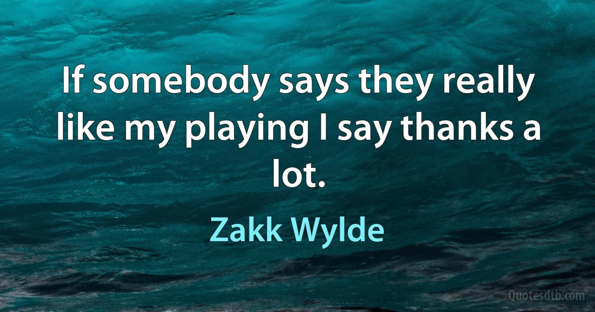 If somebody says they really like my playing I say thanks a lot. (Zakk Wylde)