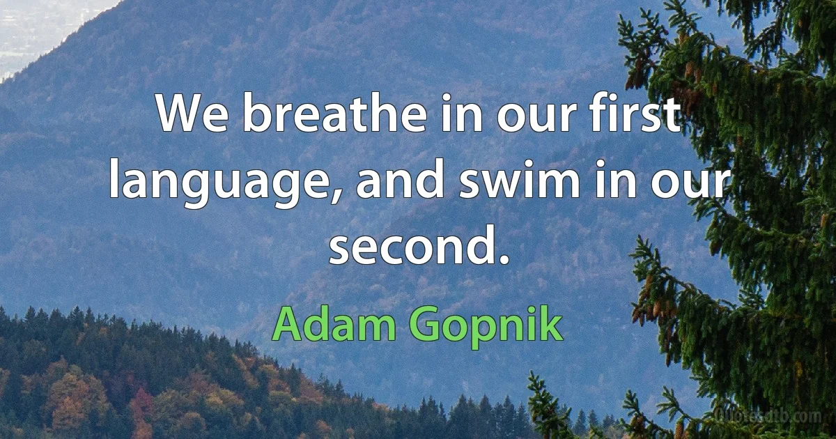 We breathe in our first language, and swim in our second. (Adam Gopnik)