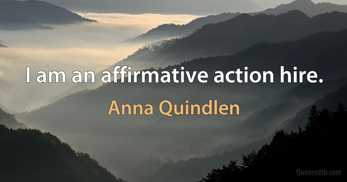 I am an affirmative action hire. (Anna Quindlen)