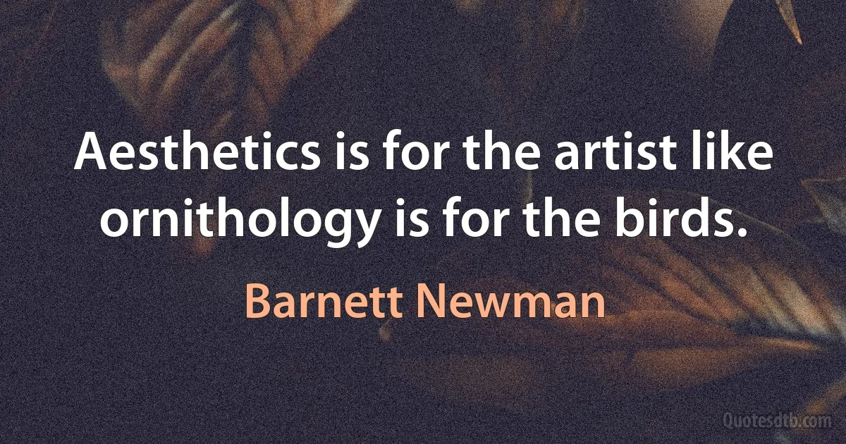 Aesthetics is for the artist like ornithology is for the birds. (Barnett Newman)