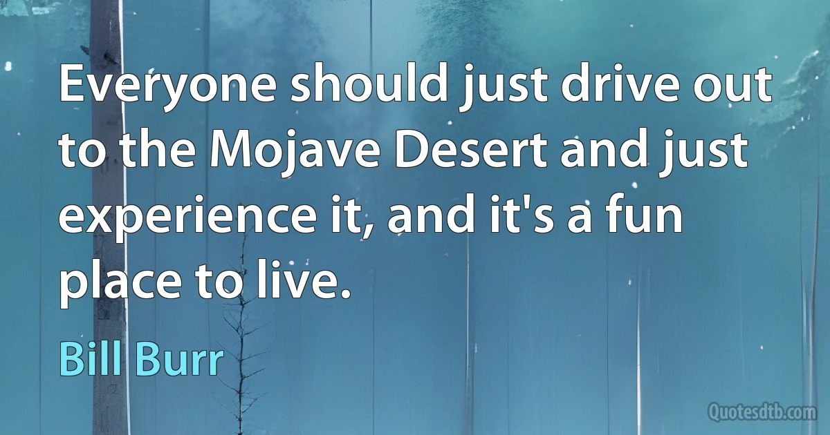 Everyone should just drive out to the Mojave Desert and just experience it, and it's a fun place to live. (Bill Burr)