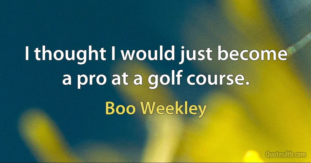 I thought I would just become a pro at a golf course. (Boo Weekley)