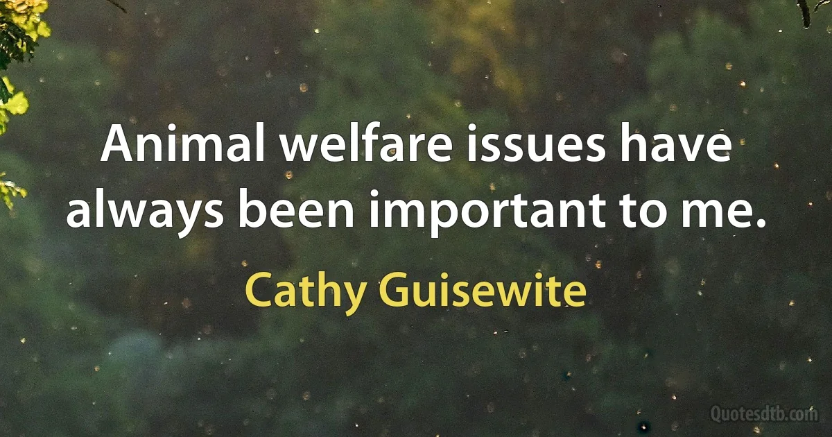 Animal welfare issues have always been important to me. (Cathy Guisewite)