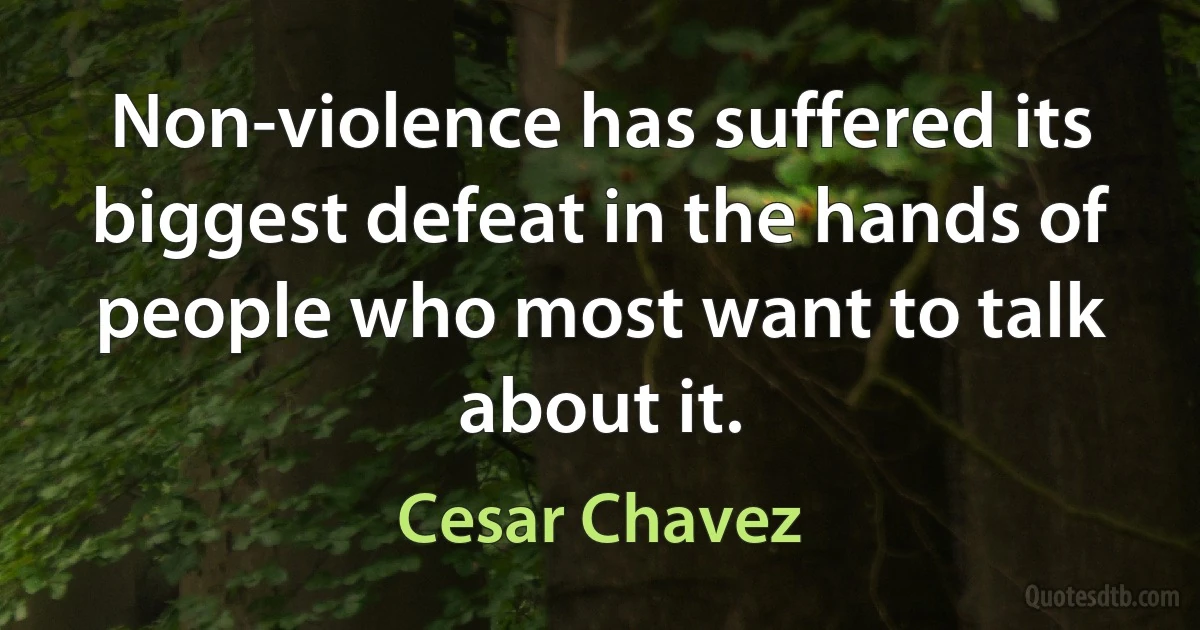 Non-violence has suffered its biggest defeat in the hands of people who most want to talk about it. (Cesar Chavez)