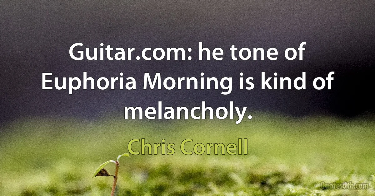 Guitar.com: he tone of Euphoria Morning is kind of melancholy. (Chris Cornell)