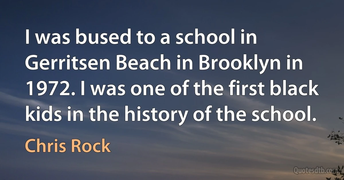 I was bused to a school in Gerritsen Beach in Brooklyn in 1972. I was one of the first black kids in the history of the school. (Chris Rock)