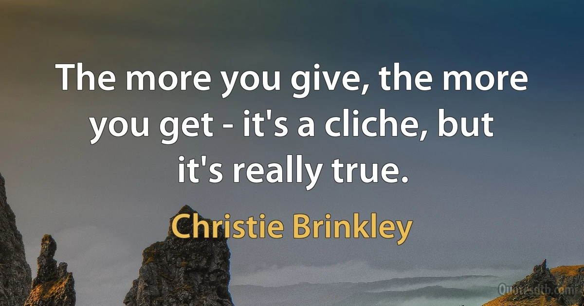 The more you give, the more you get - it's a cliche, but it's really true. (Christie Brinkley)