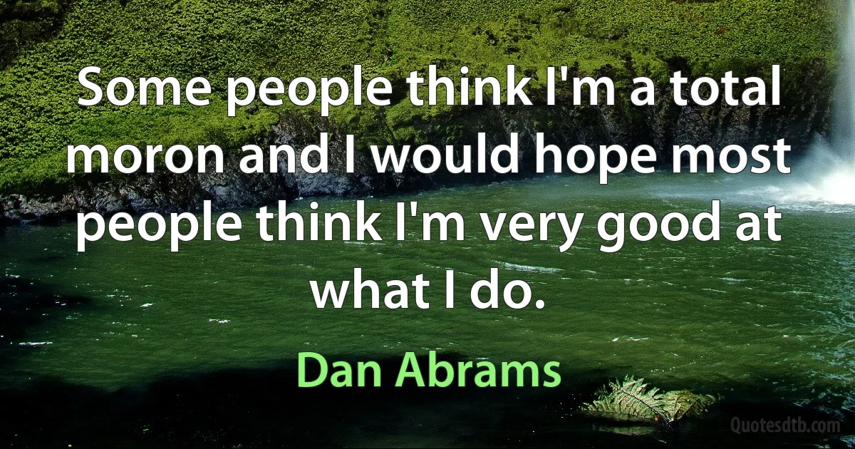 Some people think I'm a total moron and I would hope most people think I'm very good at what I do. (Dan Abrams)