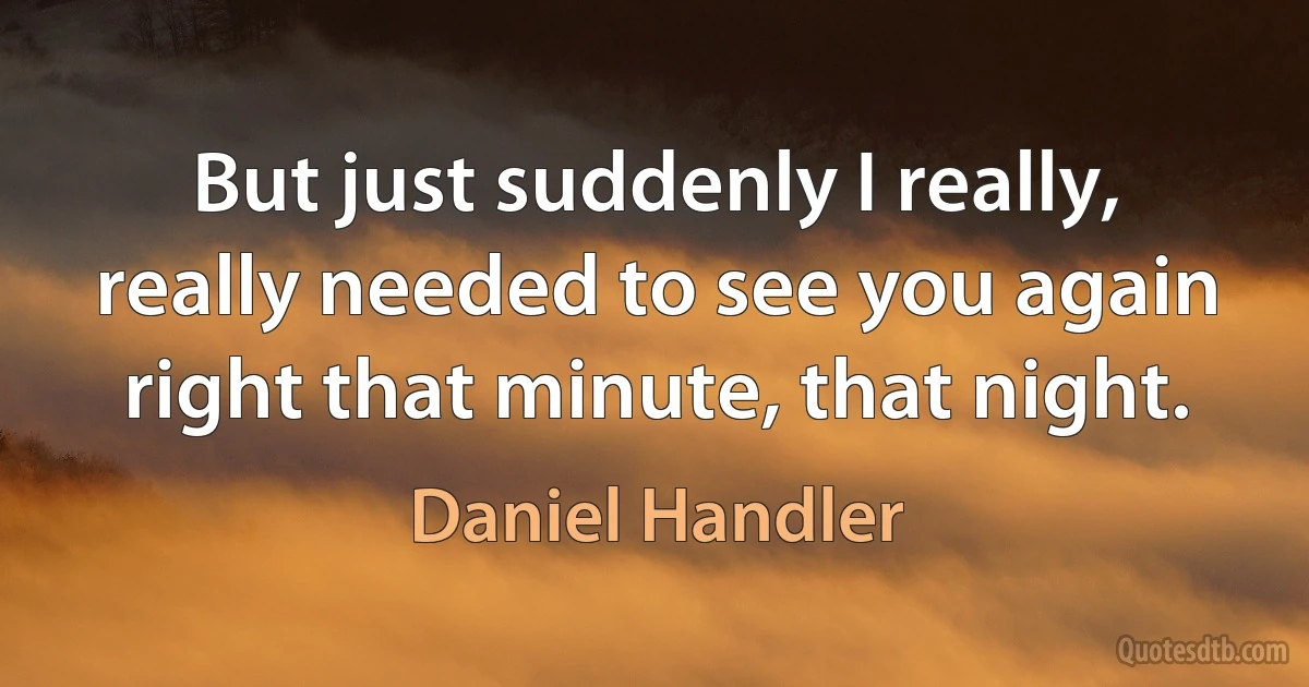 But just suddenly I really, really needed to see you again right that minute, that night. (Daniel Handler)