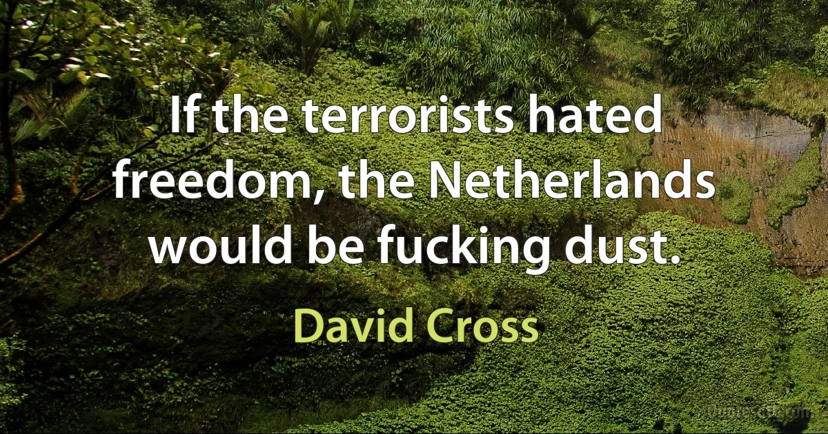 If the terrorists hated freedom, the Netherlands would be fucking dust. (David Cross)