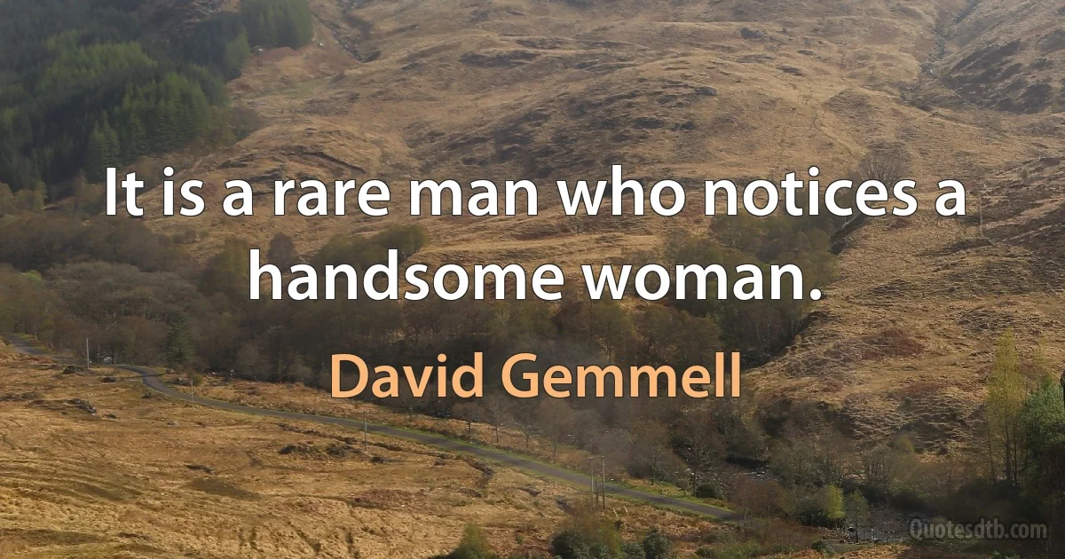 It is a rare man who notices a handsome woman. (David Gemmell)