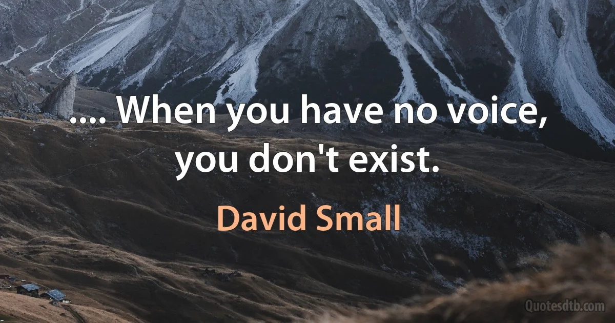 .... When you have no voice, you don't exist. (David Small)