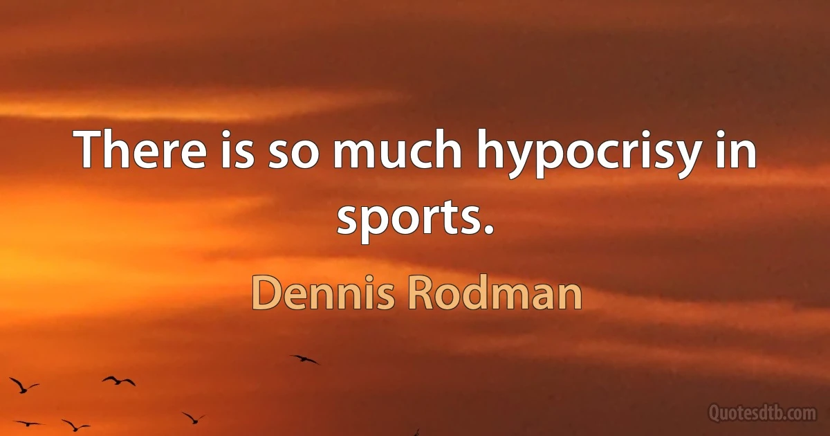 There is so much hypocrisy in sports. (Dennis Rodman)