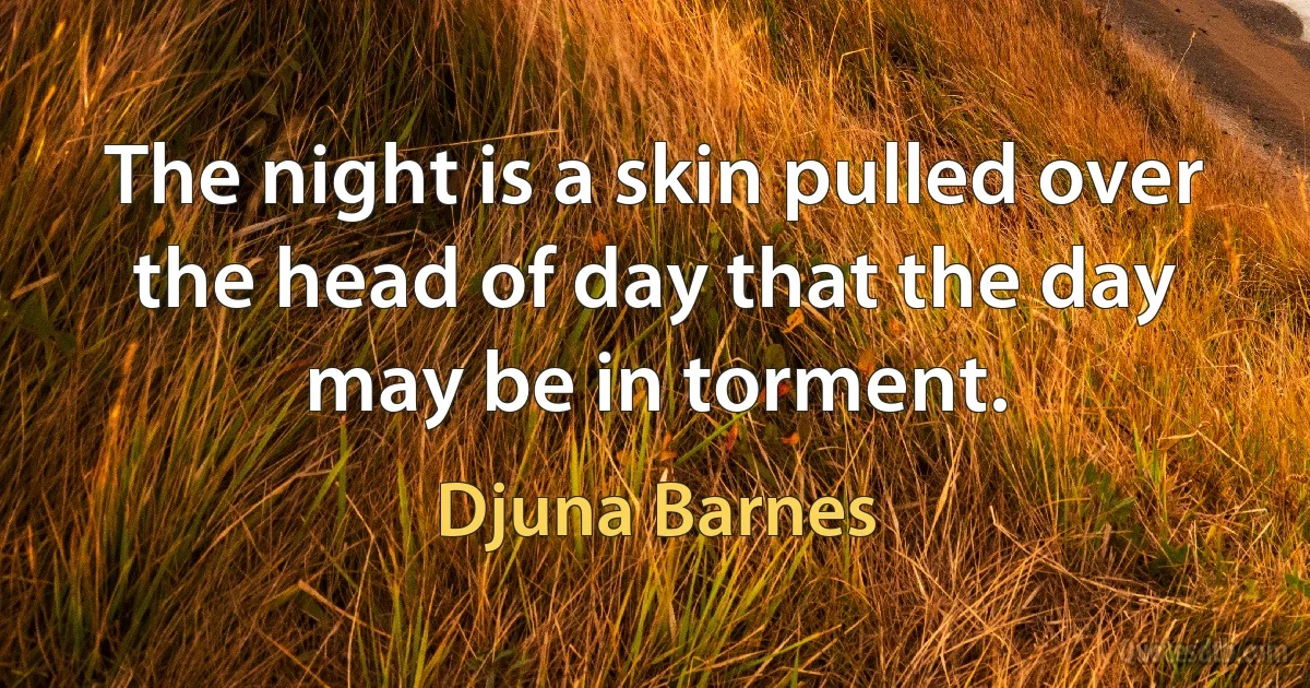 The night is a skin pulled over the head of day that the day may be in torment. (Djuna Barnes)