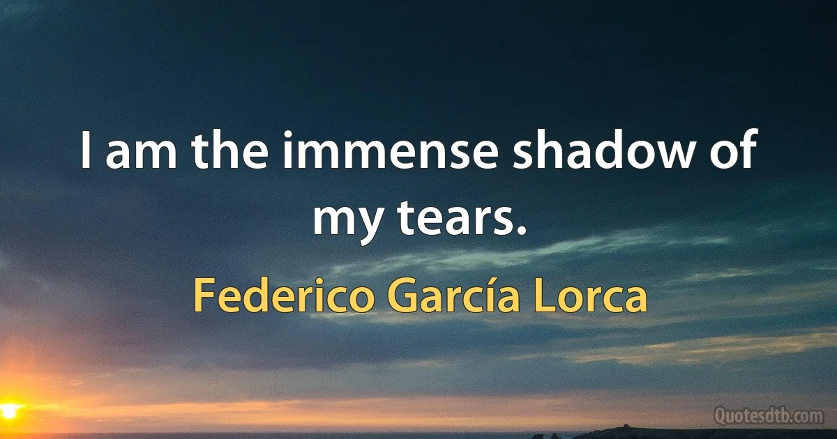 I am the immense shadow of my tears. (Federico García Lorca)