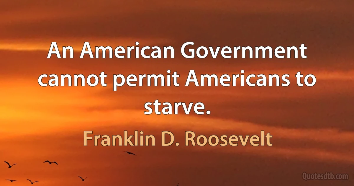 An American Government cannot permit Americans to starve. (Franklin D. Roosevelt)