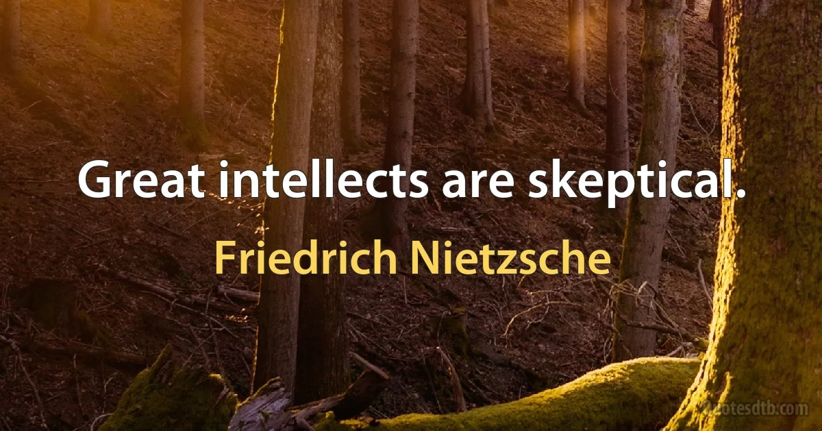 Great intellects are skeptical. (Friedrich Nietzsche)