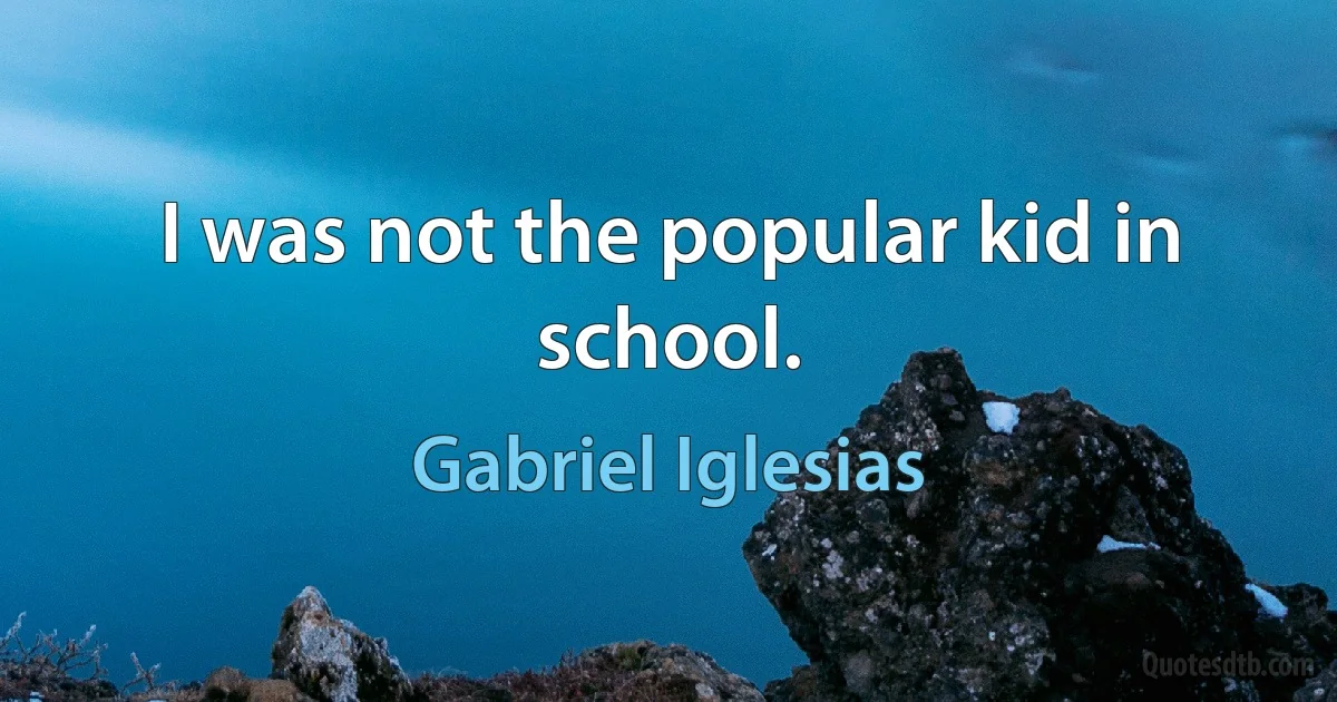 I was not the popular kid in school. (Gabriel Iglesias)