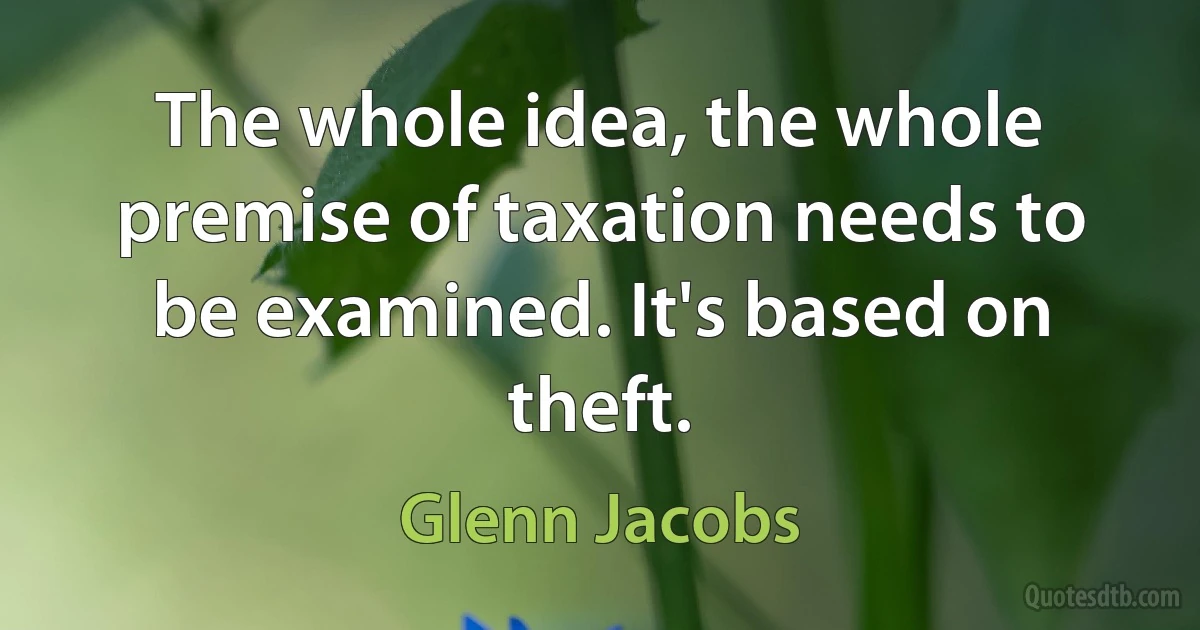 The whole idea, the whole premise of taxation needs to be examined. It's based on theft. (Glenn Jacobs)