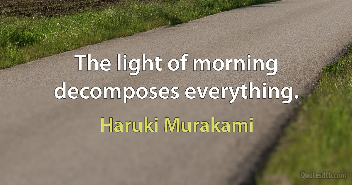 The light of morning decomposes everything. (Haruki Murakami)