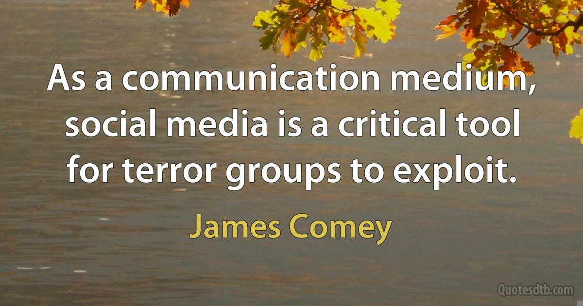 As a communication medium, social media is a critical tool for terror groups to exploit. (James Comey)