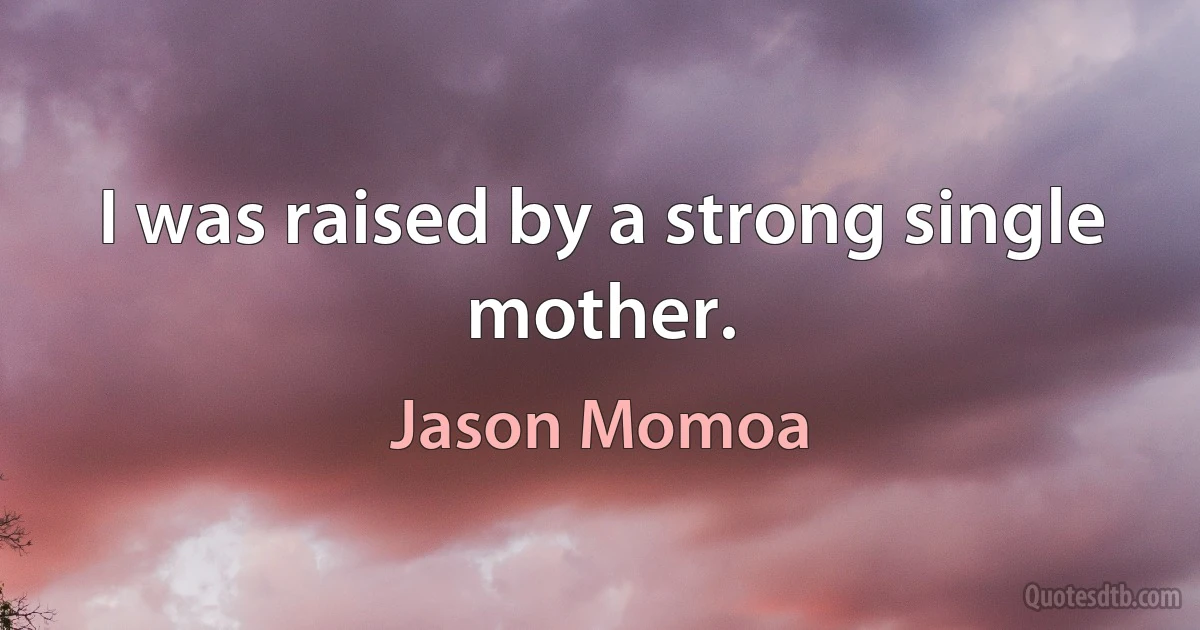 I was raised by a strong single mother. (Jason Momoa)