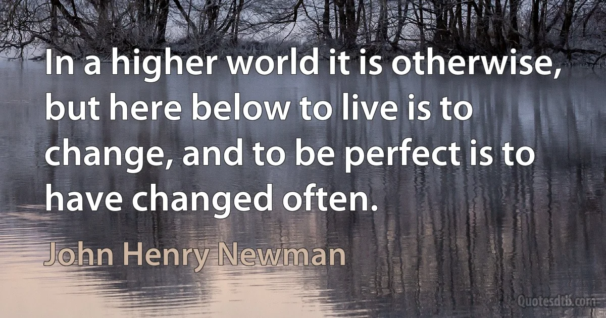 In a higher world it is otherwise, but here below to live is to change, and to be perfect is to have changed often. (John Henry Newman)