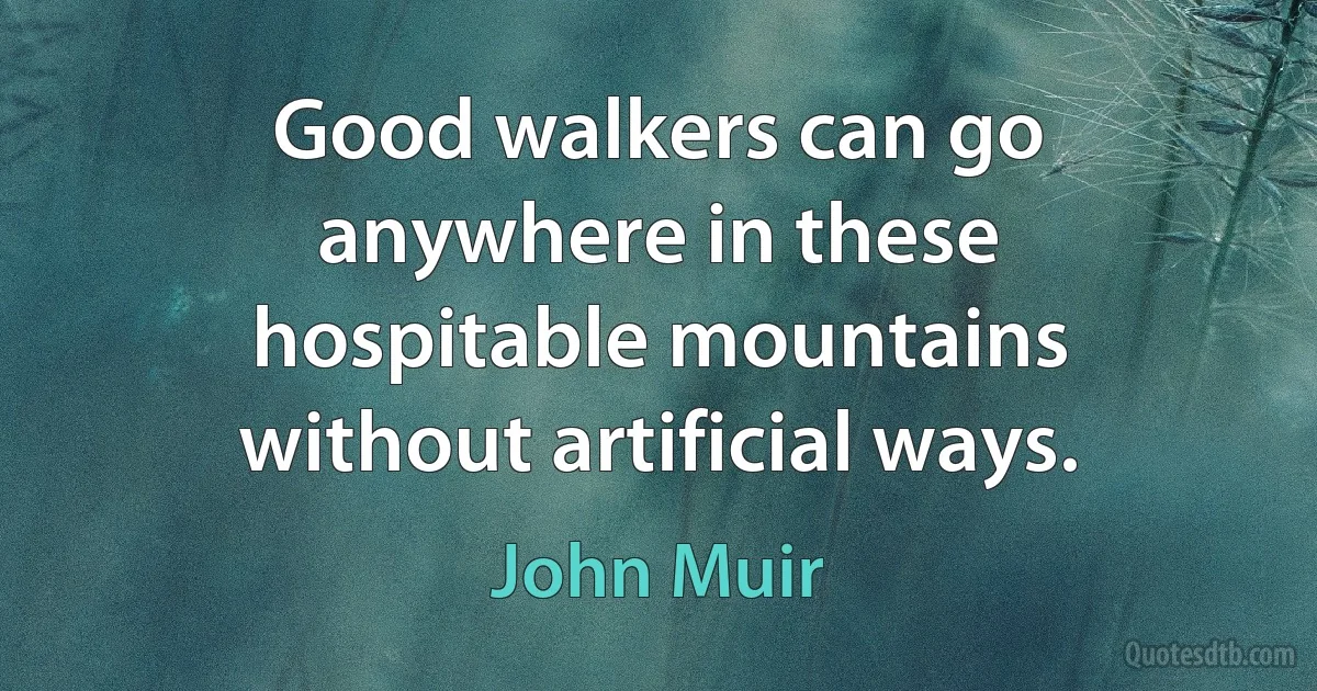 Good walkers can go anywhere in these hospitable mountains without artificial ways. (John Muir)