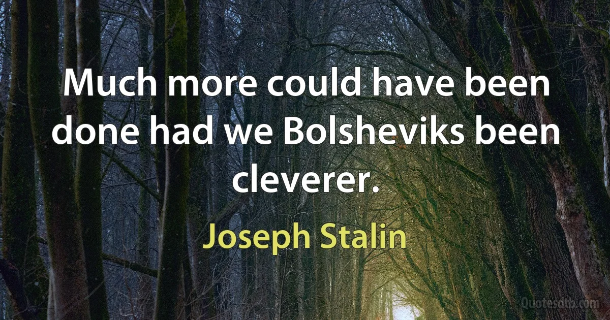 Much more could have been done had we Bolsheviks been cleverer. (Joseph Stalin)