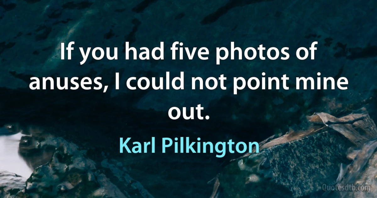 If you had five photos of anuses, I could not point mine out. (Karl Pilkington)