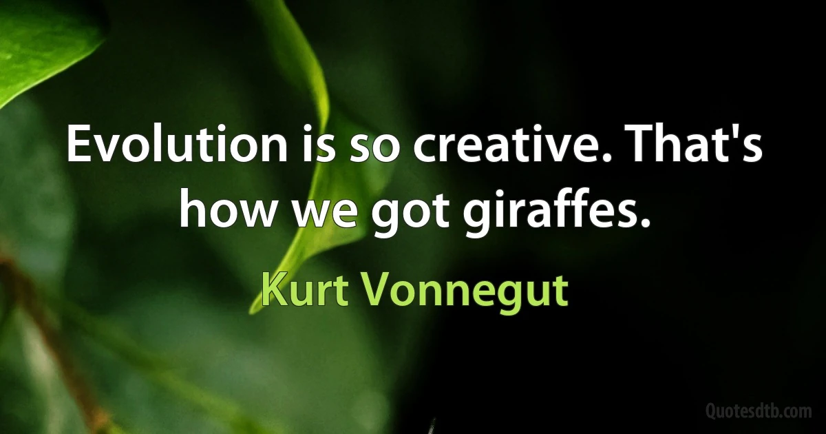 Evolution is so creative. That's how we got giraffes. (Kurt Vonnegut)