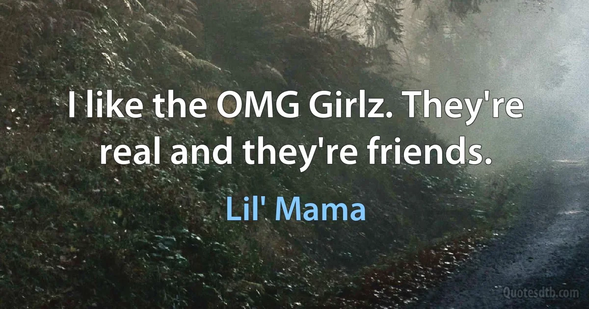 I like the OMG Girlz. They're real and they're friends. (Lil' Mama)