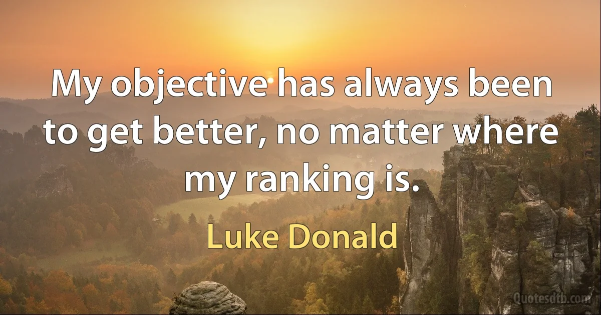 My objective has always been to get better, no matter where my ranking is. (Luke Donald)