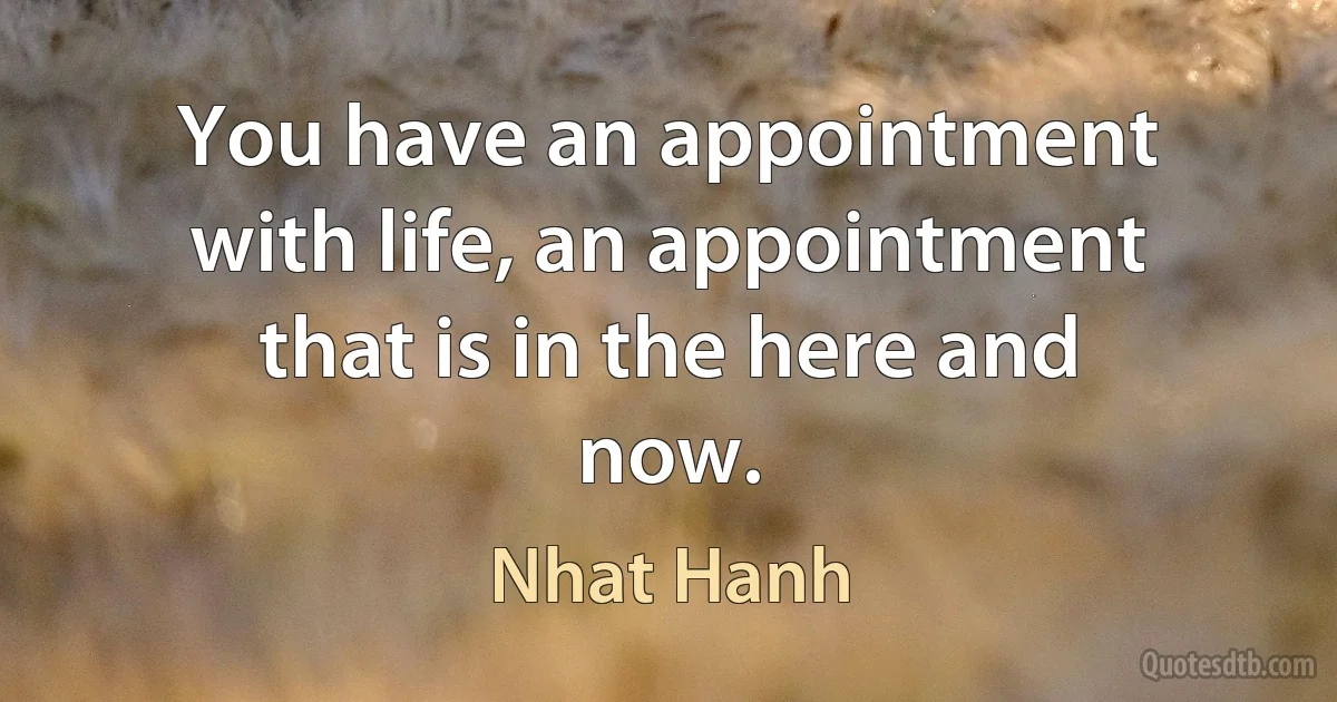 You have an appointment with life, an appointment that is in the here and now. (Nhat Hanh)