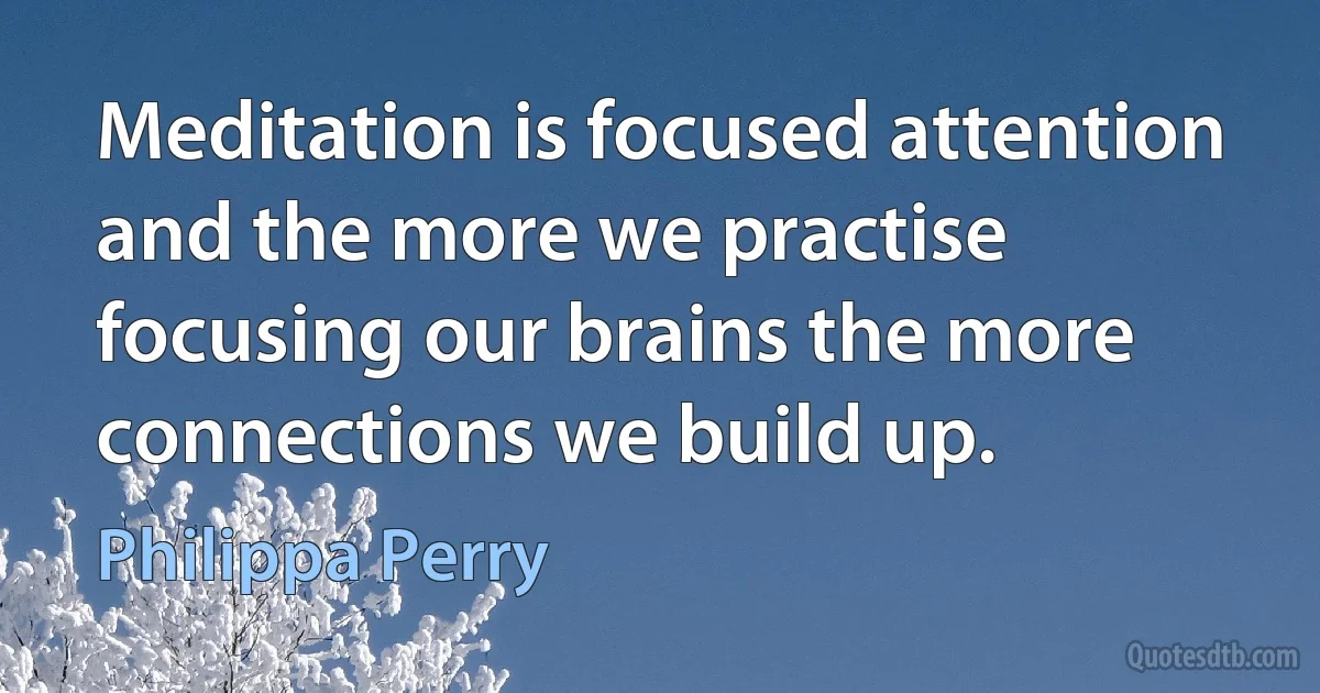 Meditation is focused attention and the more we practise focusing our brains the more connections we build up. (Philippa Perry)