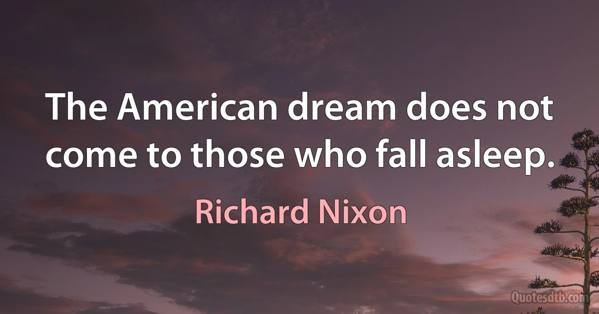 The American dream does not come to those who fall asleep. (Richard Nixon)