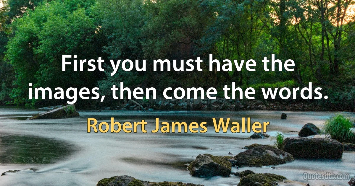 First you must have the images, then come the words. (Robert James Waller)