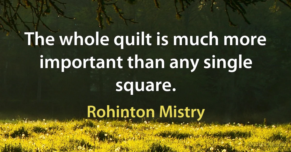 The whole quilt is much more important than any single square. (Rohinton Mistry)