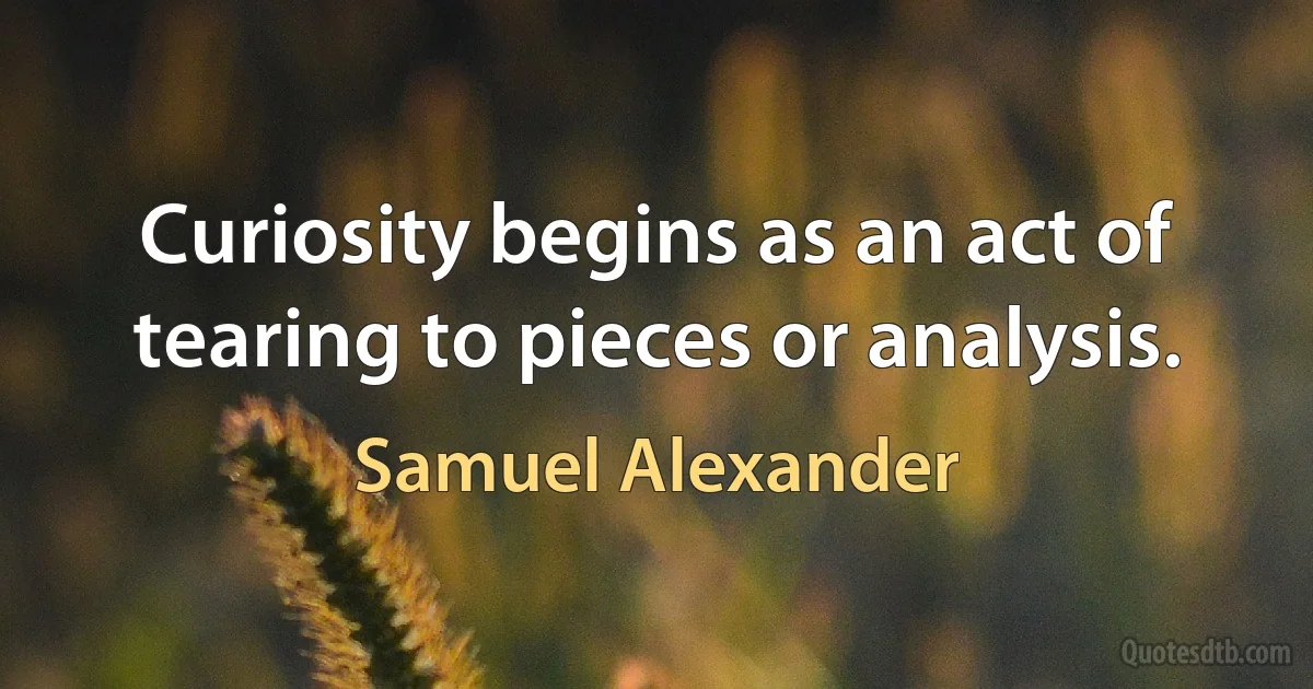 Curiosity begins as an act of tearing to pieces or analysis. (Samuel Alexander)