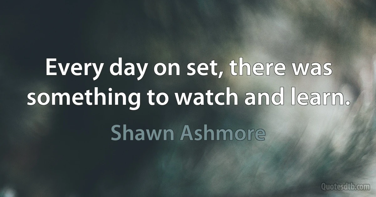 Every day on set, there was something to watch and learn. (Shawn Ashmore)