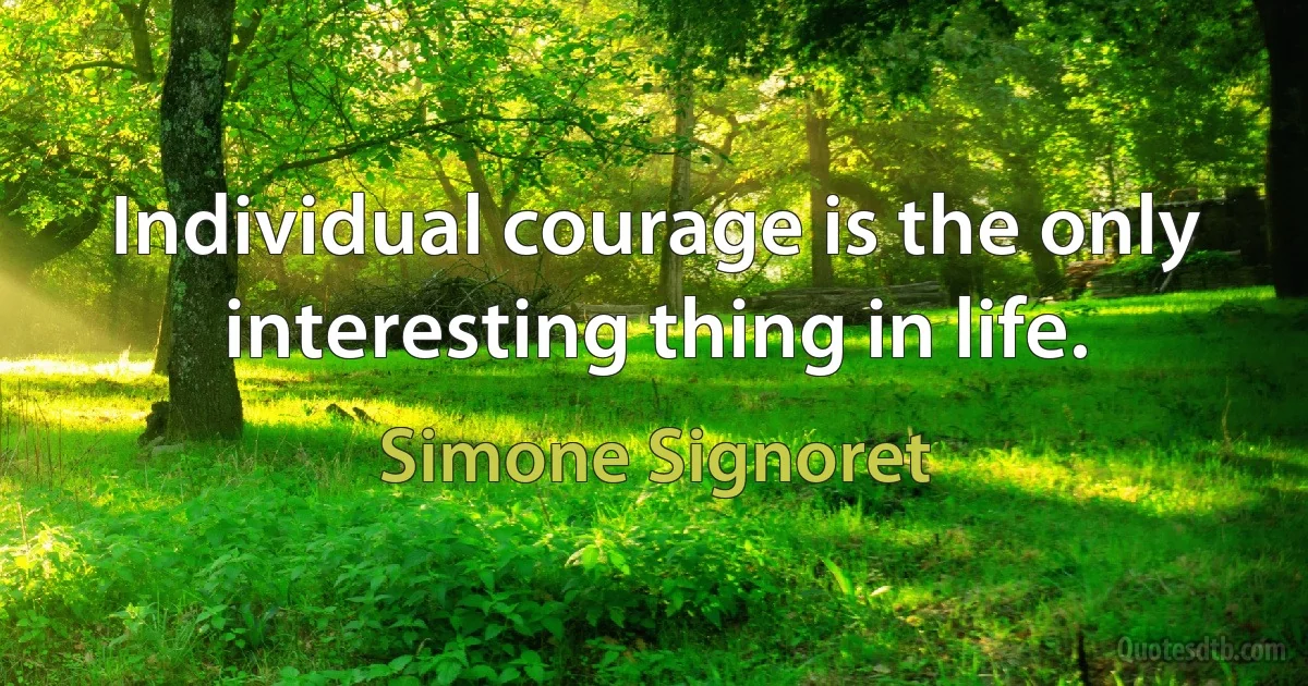 Individual courage is the only interesting thing in life. (Simone Signoret)