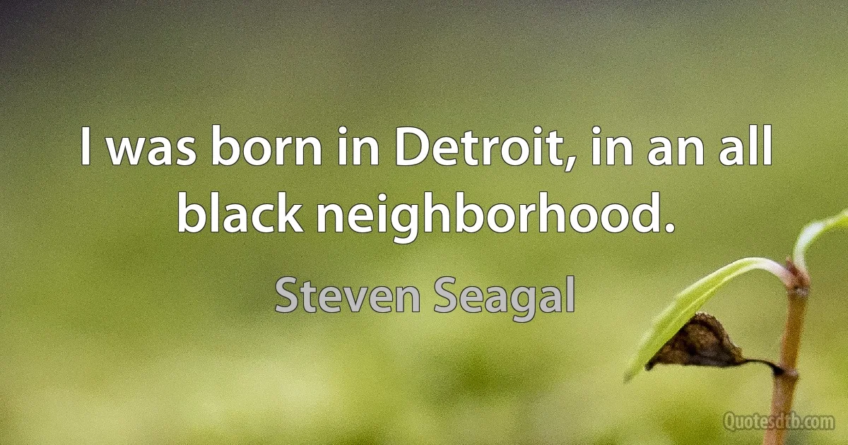 I was born in Detroit, in an all black neighborhood. (Steven Seagal)