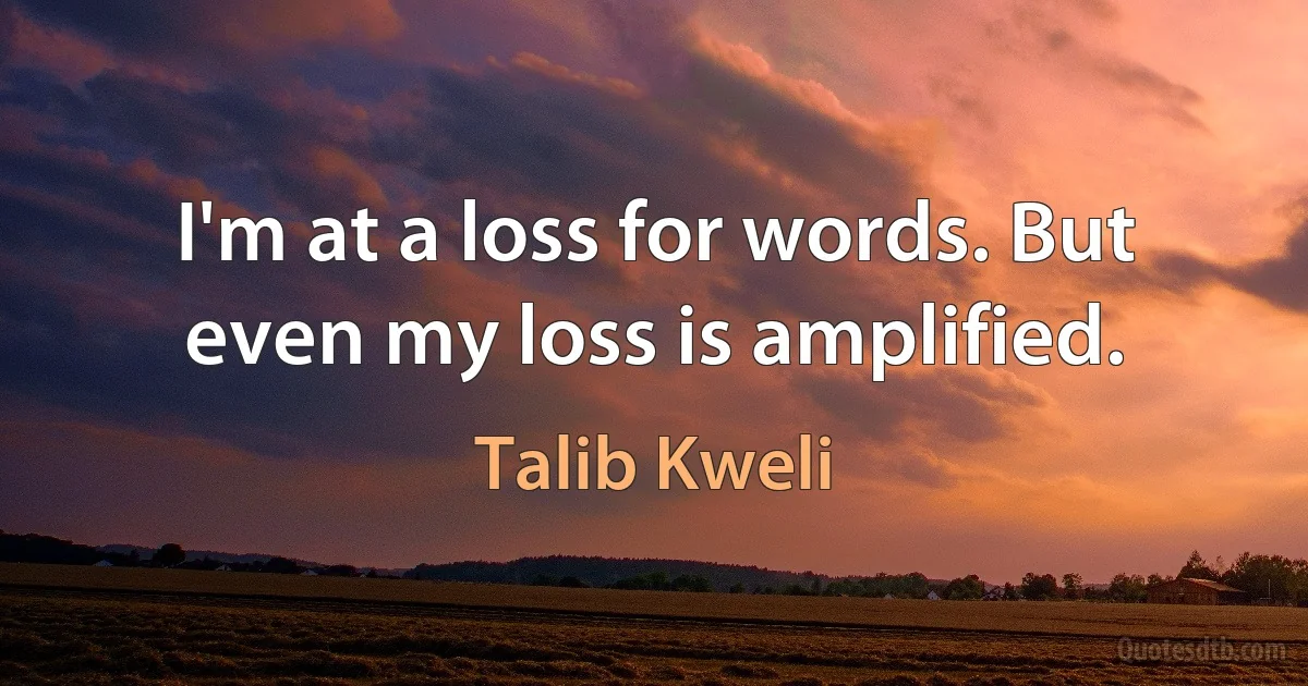 I'm at a loss for words. But even my loss is amplified. (Talib Kweli)