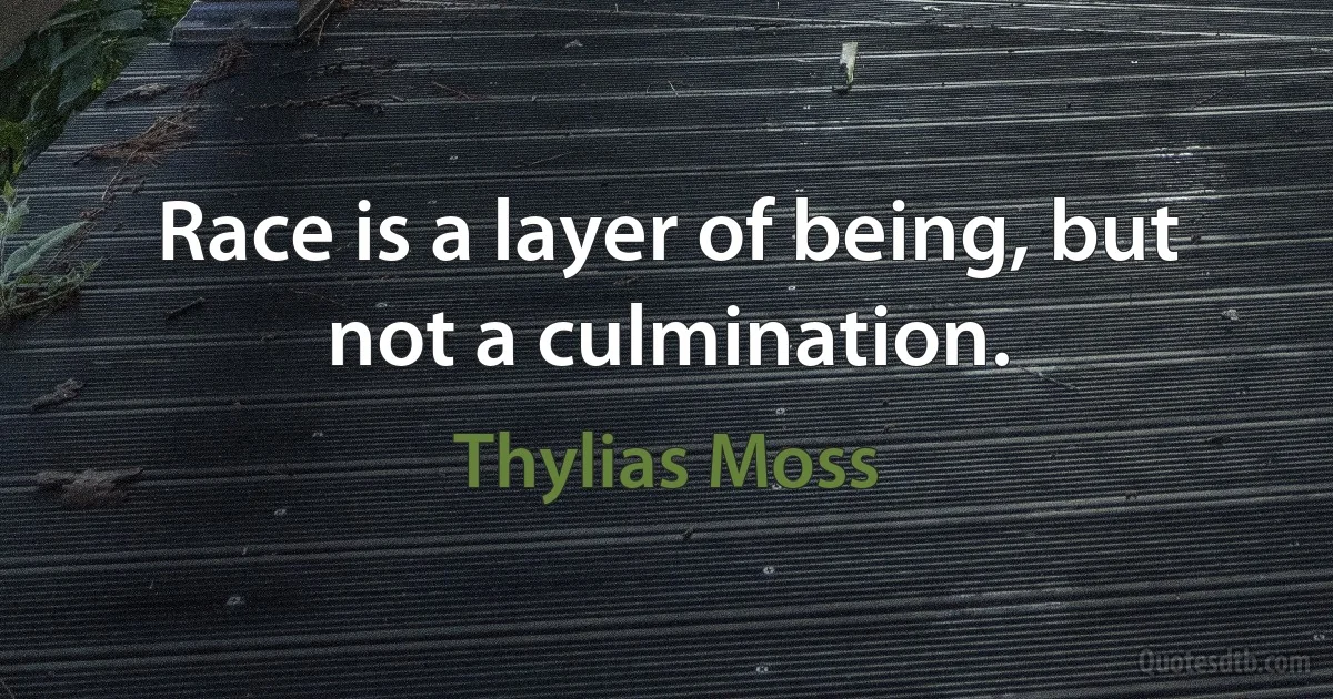 Race is a layer of being, but not a culmination. (Thylias Moss)