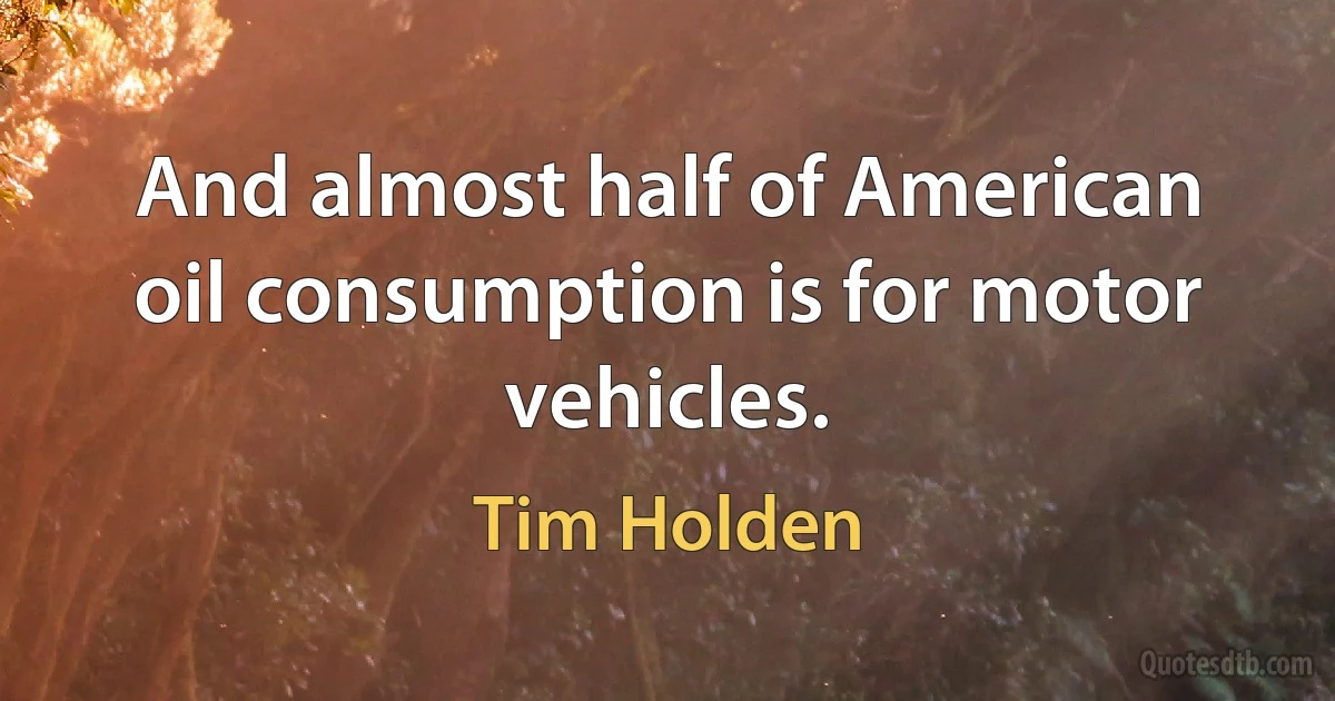 And almost half of American oil consumption is for motor vehicles. (Tim Holden)